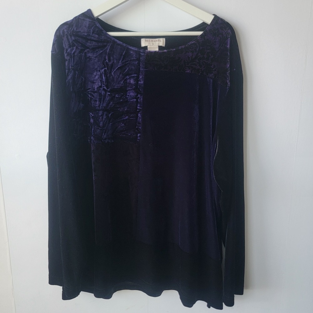 ECHAMEL‎ II Women's Velvet Velour Floral Patchwork Tunic Top sz 2X Boho Peasant